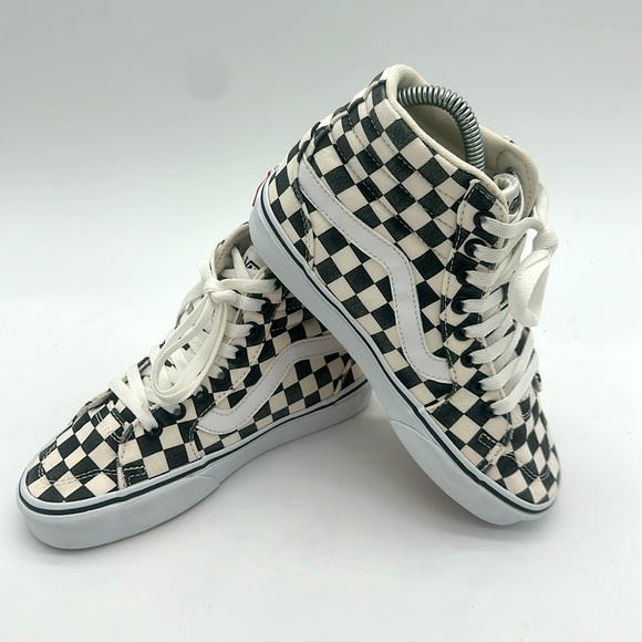 Vans Shoes - Vans Sk8 Hi Shoes Sneakers Women’s 5.0 Black White Canvas Checkerboard